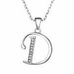 Rhodium Plated Sterling Silver Italic Initial D Pendant