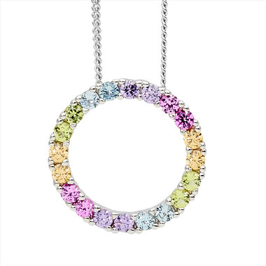 SS pastel colour CZ 16mm open circle pendant - RRP $79