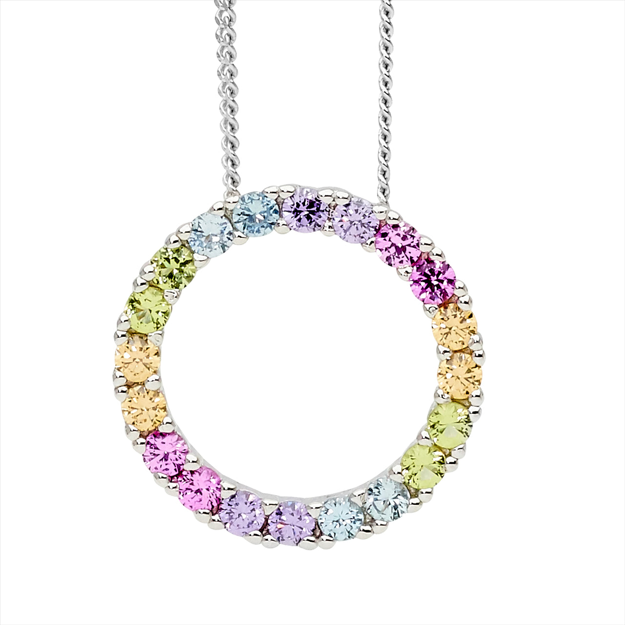 SS pastel colour CZ 16mm open circle pendant - RRP $79