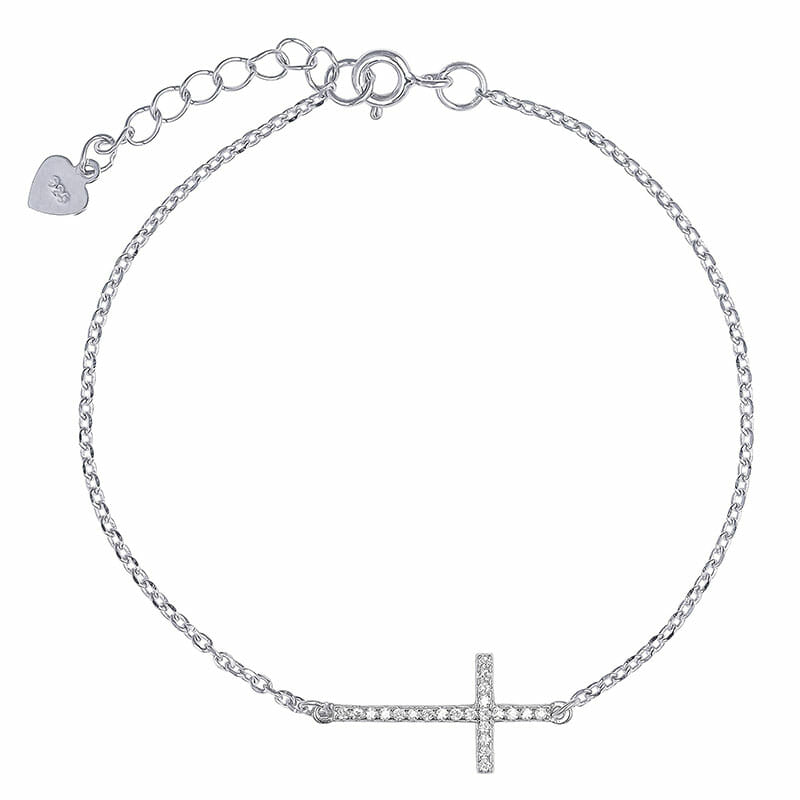 sterling silver rhodium plated cz bracelet