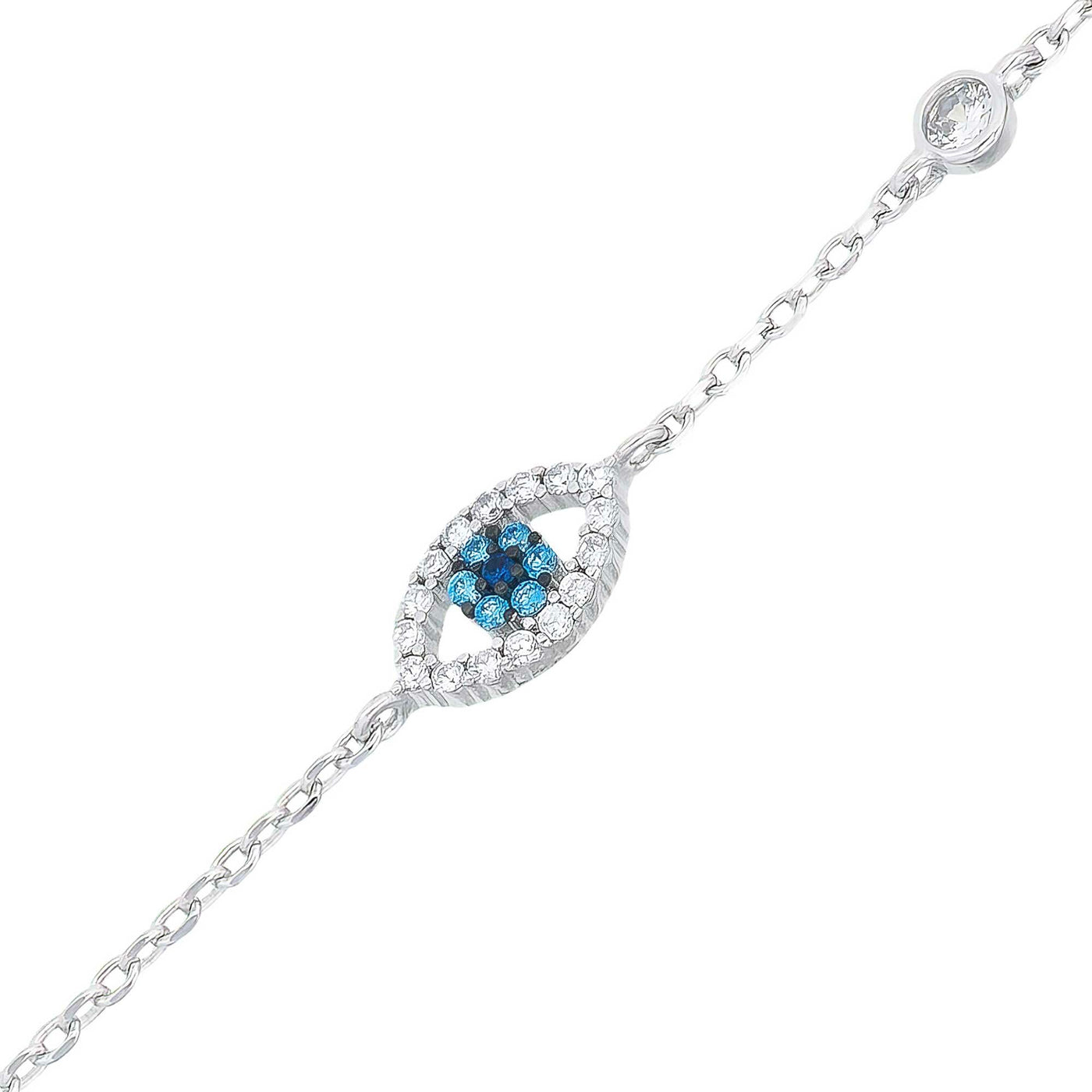 Rhodium Plated Sterling Silver Bracelet - 17+3cm