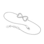 SS Double Heart Infinity Bracelet all WH CZ