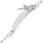 Rhodium Plated Sterling Silver 15+3cm Childrens ID Bracelet (32x8.5mm Engravable Plate