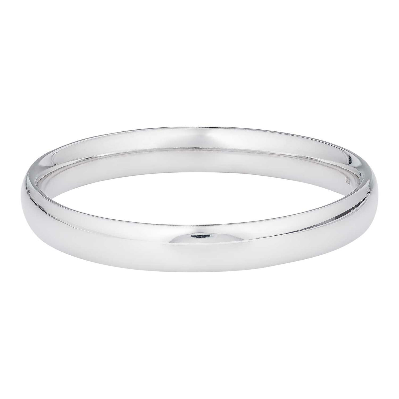 Rhodium Plated Sterling Silver Plain Bangle – Hollow (10mm Thickness). The product sku is BAN060.