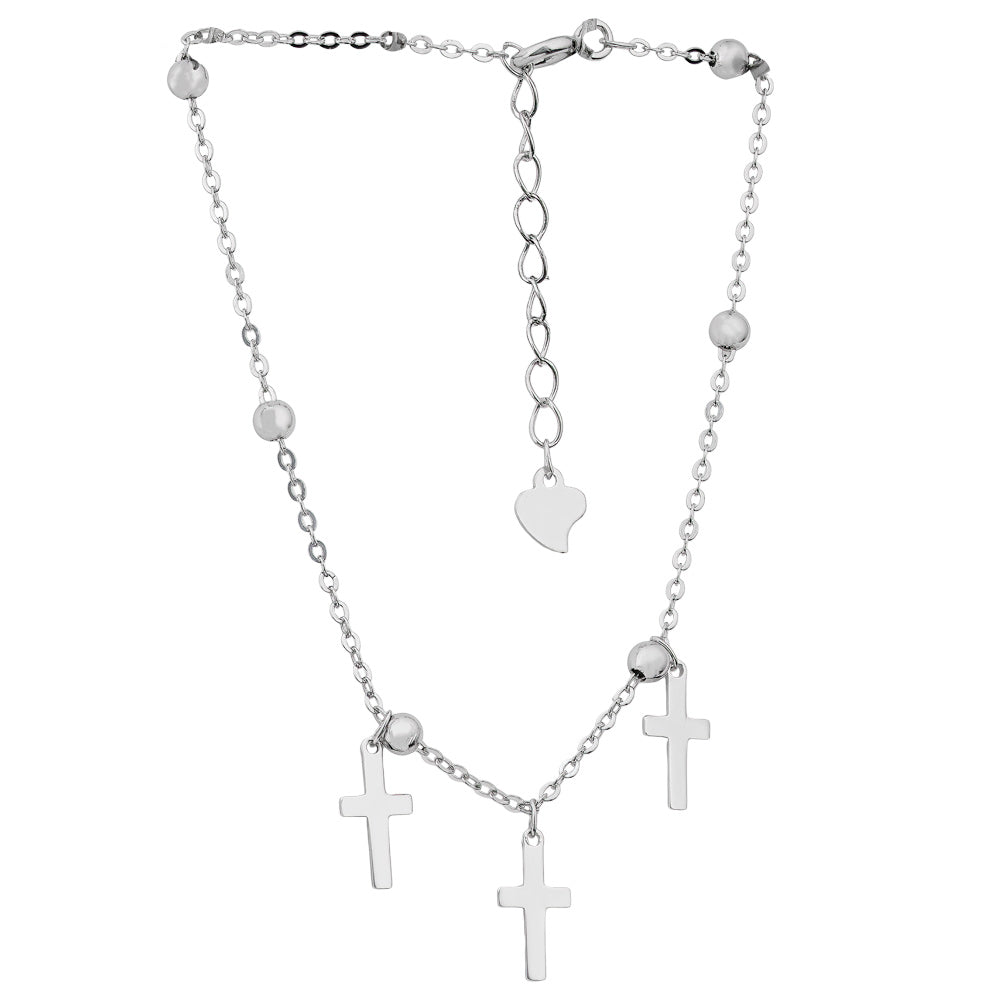 Sterling Silver Dangling Cross Bracelet