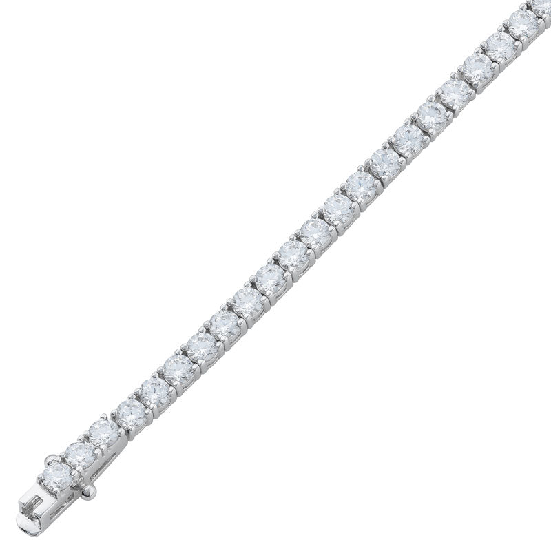 3mm Rhodium Plated Sterling Silver 4 Claw CZ Tennis Bracelet