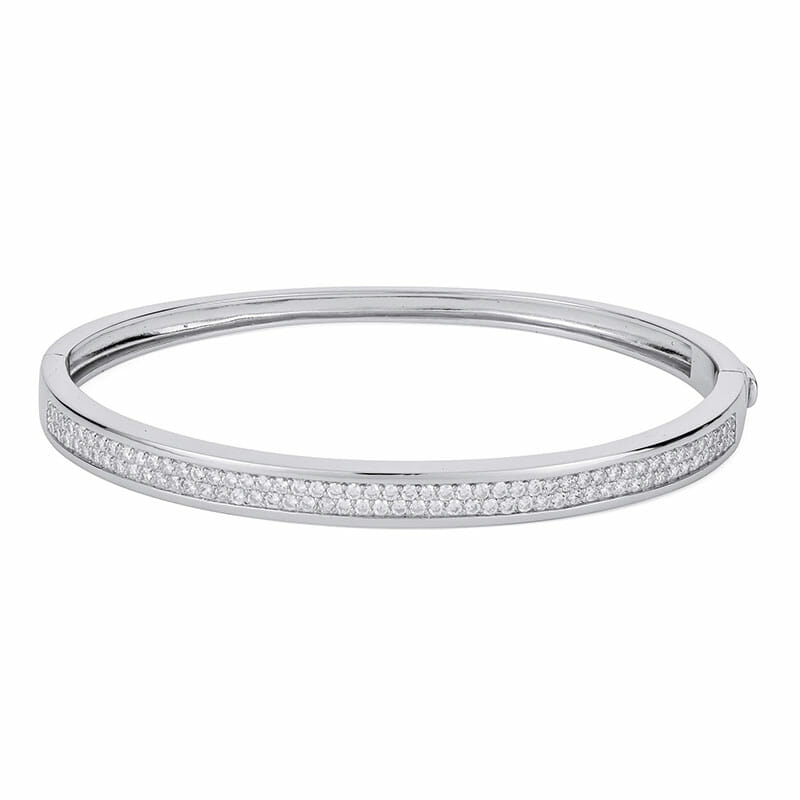 5mm Rhodium Plated Sterling Silver Bangle – 64x55mm