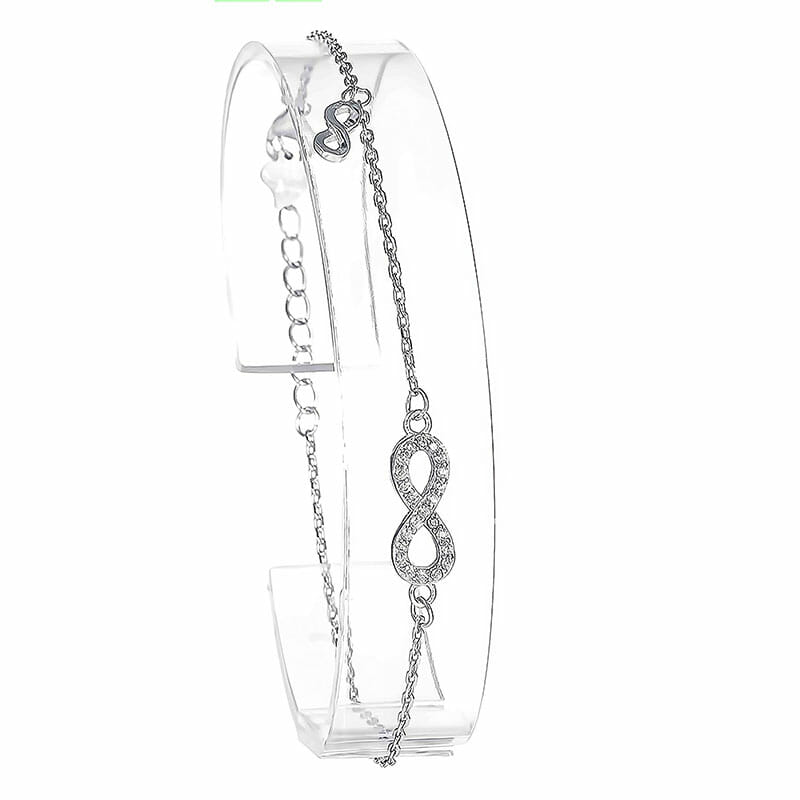 Rhodium Plated Sterling Silver Infinity CZ Bracelet