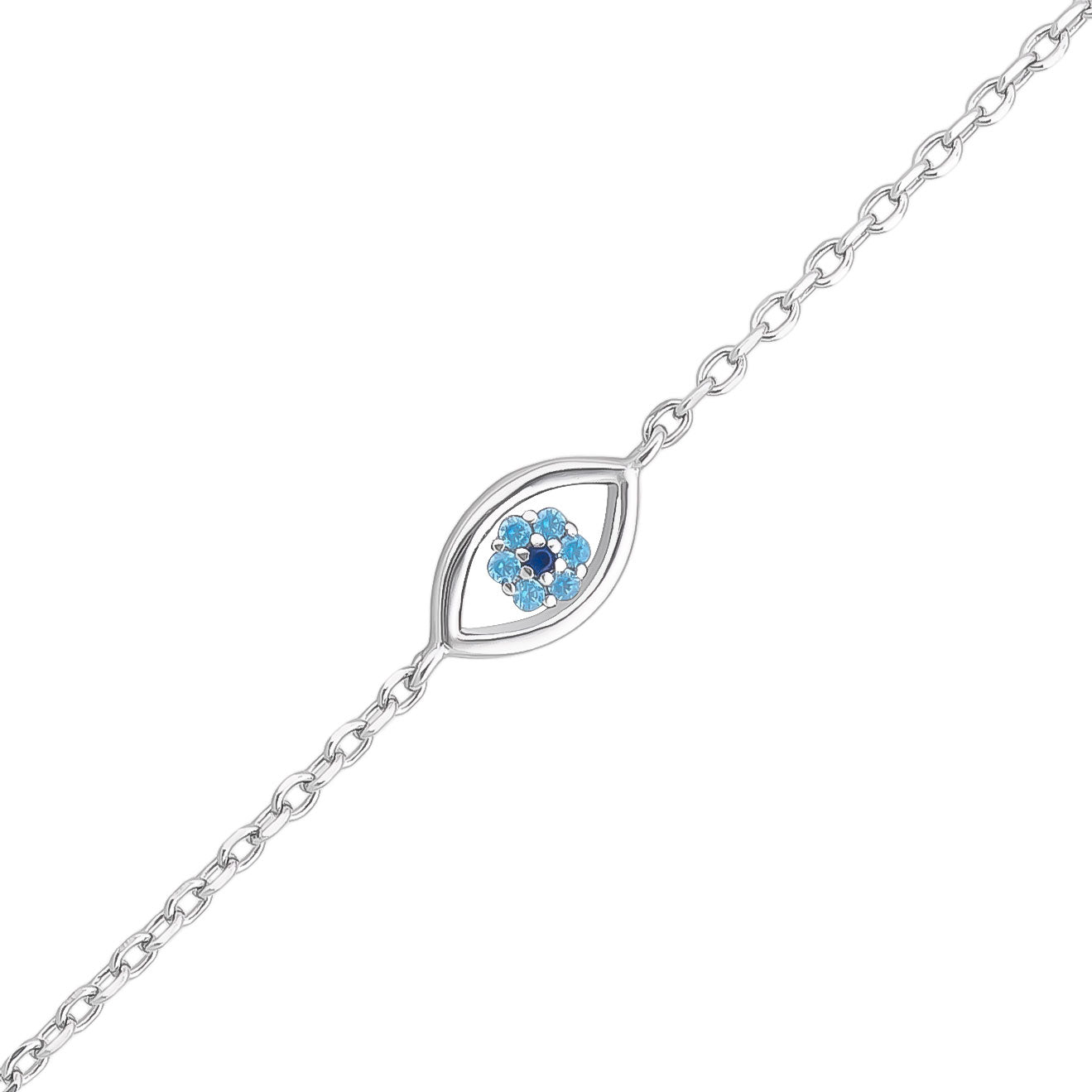 Sterling Silver Eye And Cz Bracelet