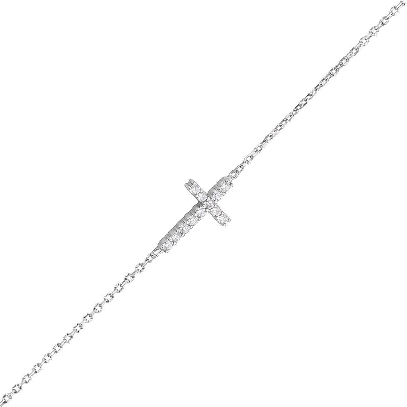 sterling silver and cz cross bracelet