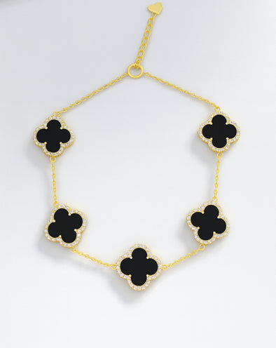 Sterling Silver Gp Black And Yellow Gold Plated Cz Stones