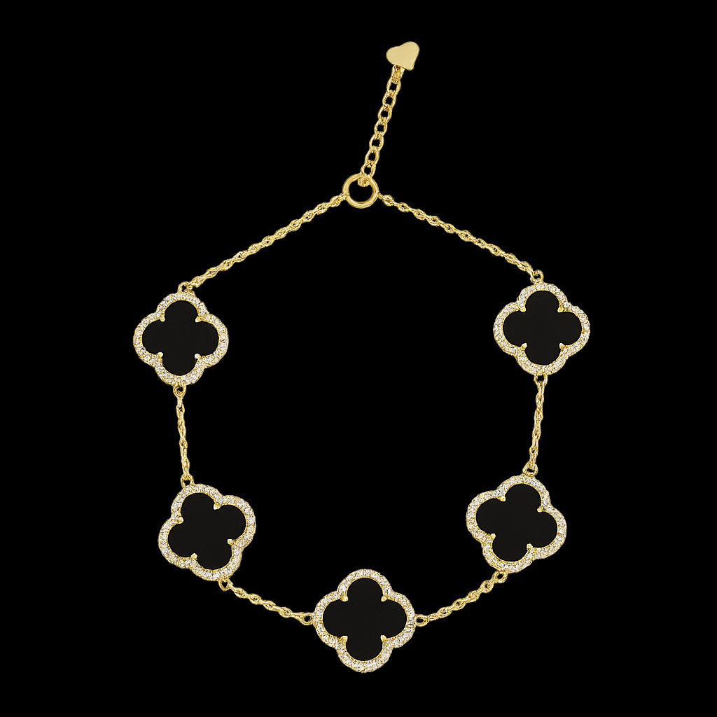 Sterling Silver Gp Black And Yellow Gold Plated Cz Stones