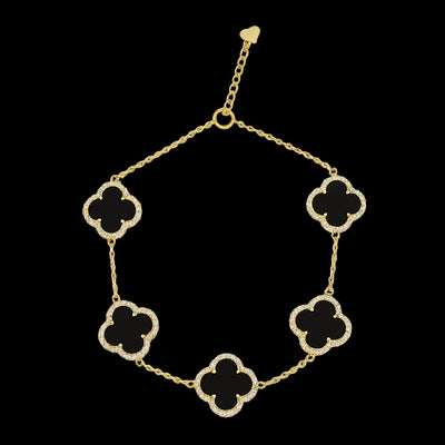 Sterling Silver Gp Black And Yellow Gold Plated Cz Stones