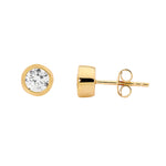 SS 5MM WH CZ BEZEL STUDS W/ GOLD PLATING