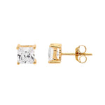 Ss 5Mm Princess Wh Cz Claw Studs W/ Gold Plating