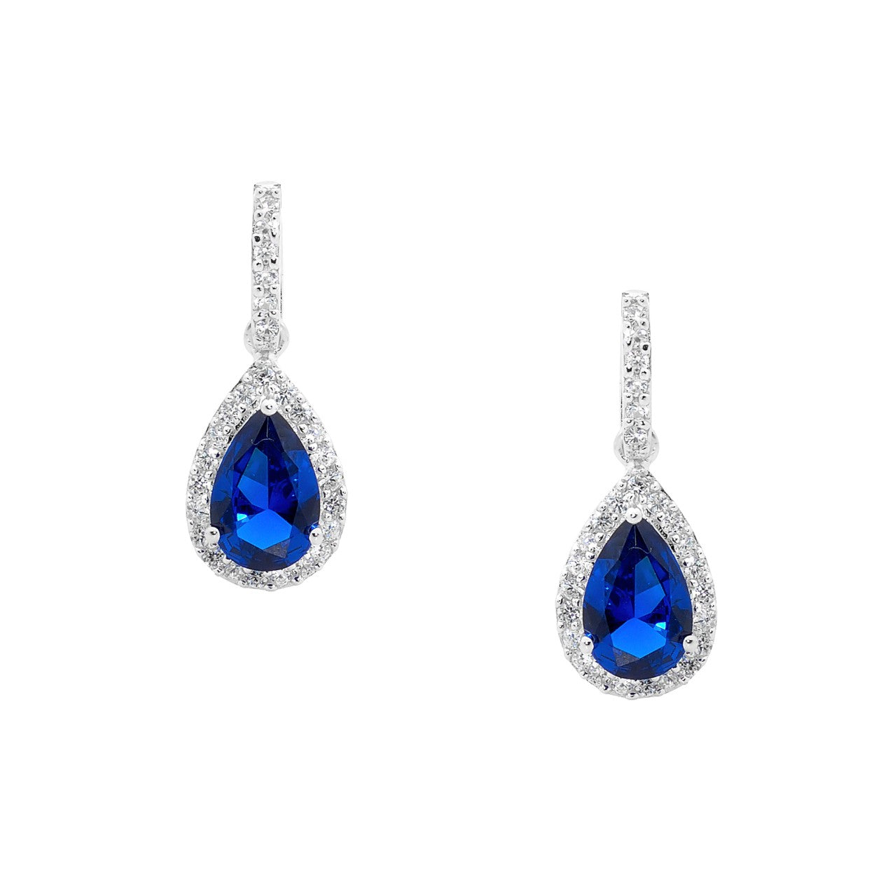 Silver Ellani Earings with Blue Stone