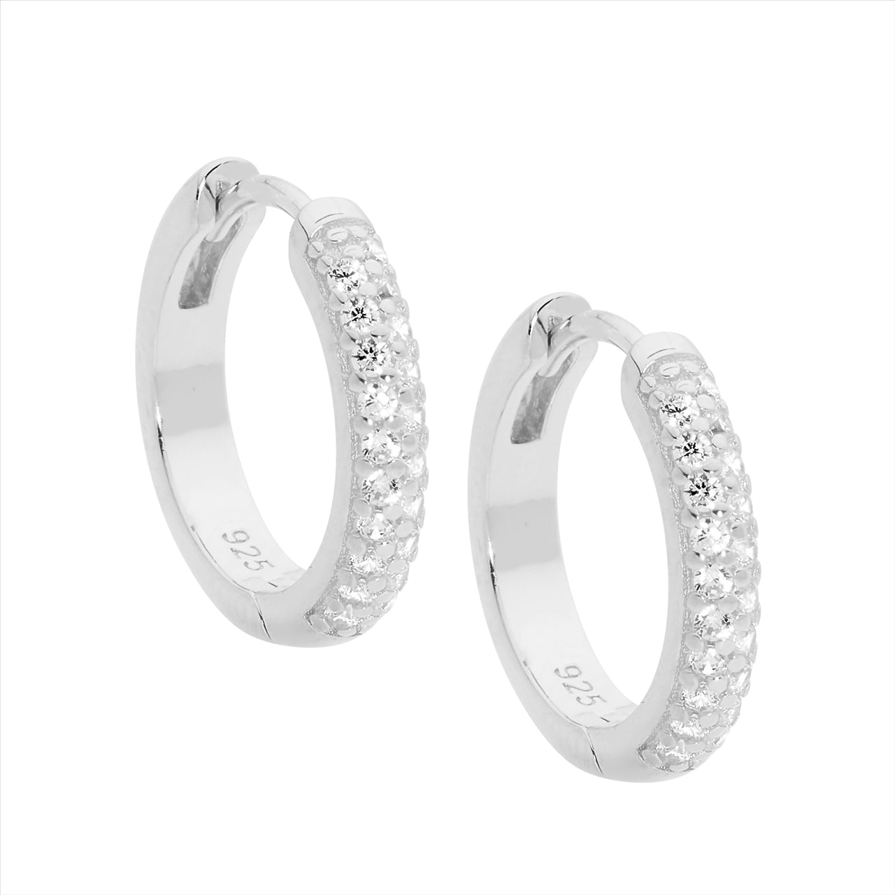 Silver Ellani Hoop Earings with CZ 16MM