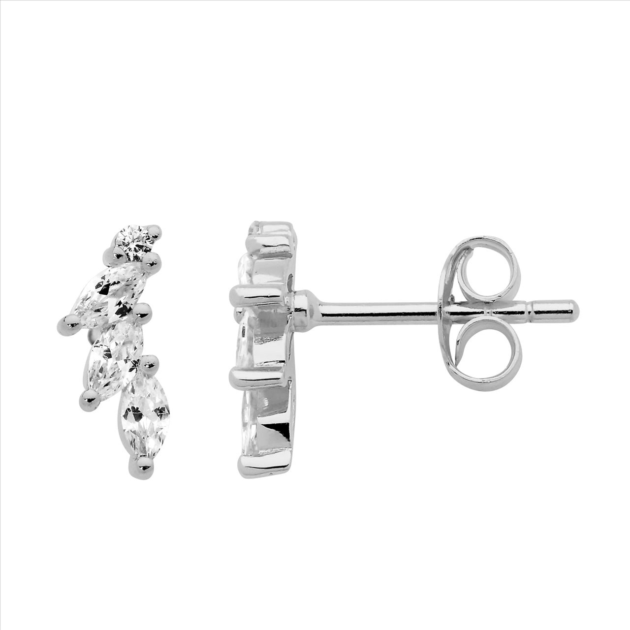 ss marquise & round wh cz stud earring