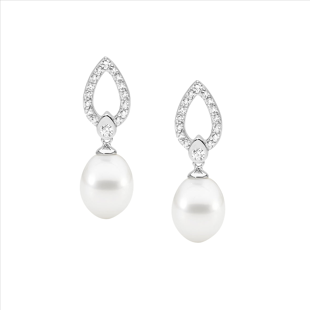 ss wh cz open tear drop fresh water pearl