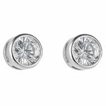 Rhodium Plated Sterling Silver Round Bezel Set Stud Earrings 4mm