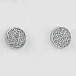 Rhodium Plated Sterling Silver CZ Round Circle With Pave Set CZ Stud Earring