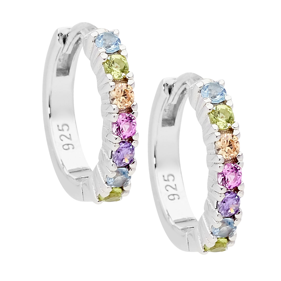 SS pastel colour CZ 14mm Hoop Earrings - RRP $89