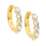 SS 17mm hoop earrings, 5x3.5mm wh cz w/ gold plating - RRP $119