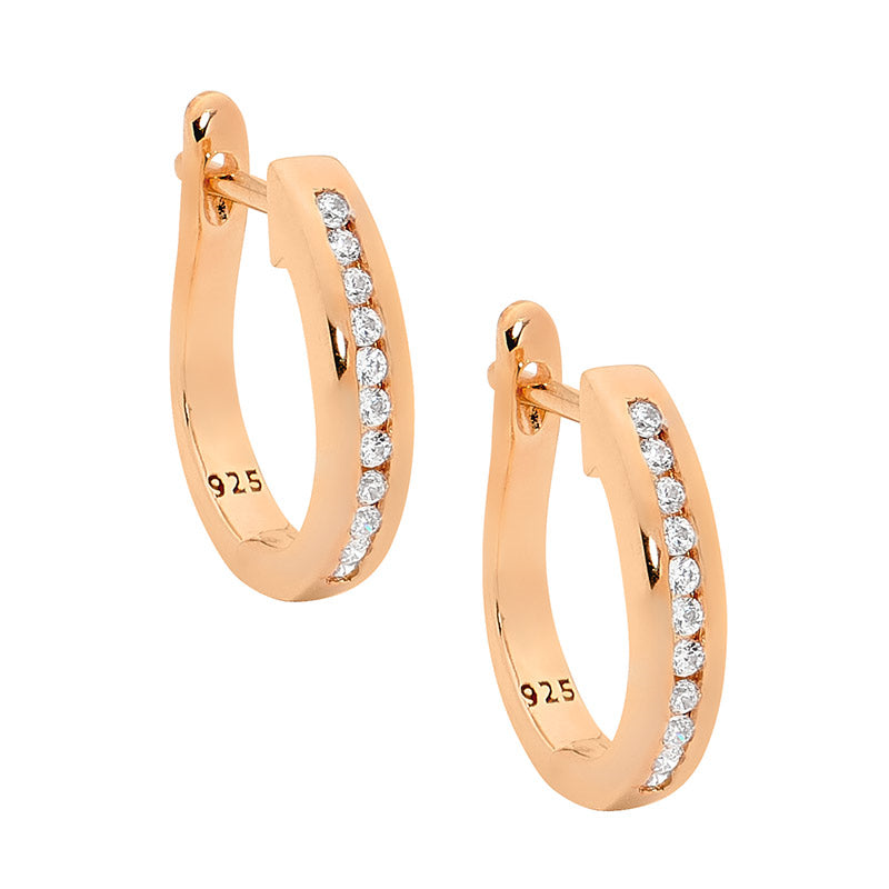 SS wh cz chanel set rose gold plated