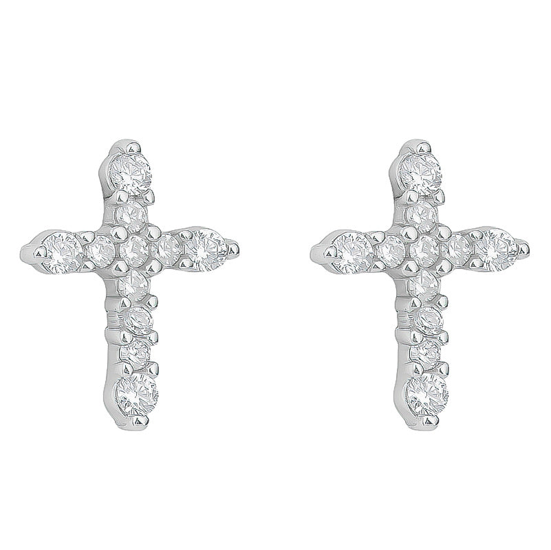 Sterling silver rhodium plated cz studs