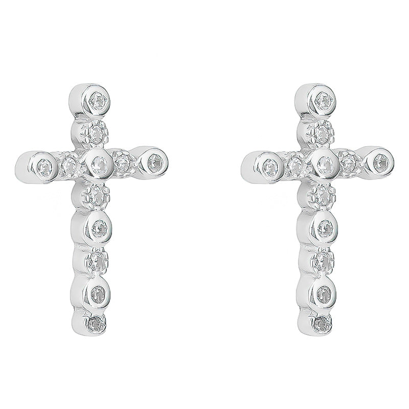 Sterling silver cz cross studs