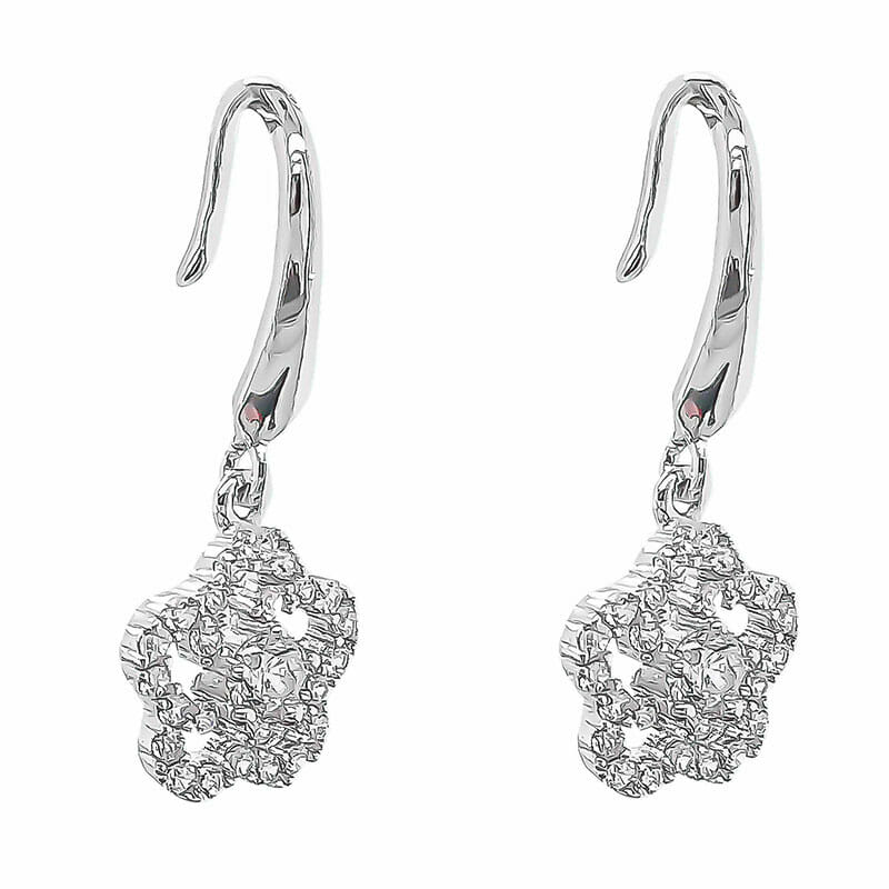 Rhodium Plated Sterling Silver CZ Earrings