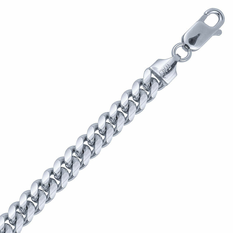 5.6mm Italian Rhodium Plated Sterling Silver Miami Cuban Chain