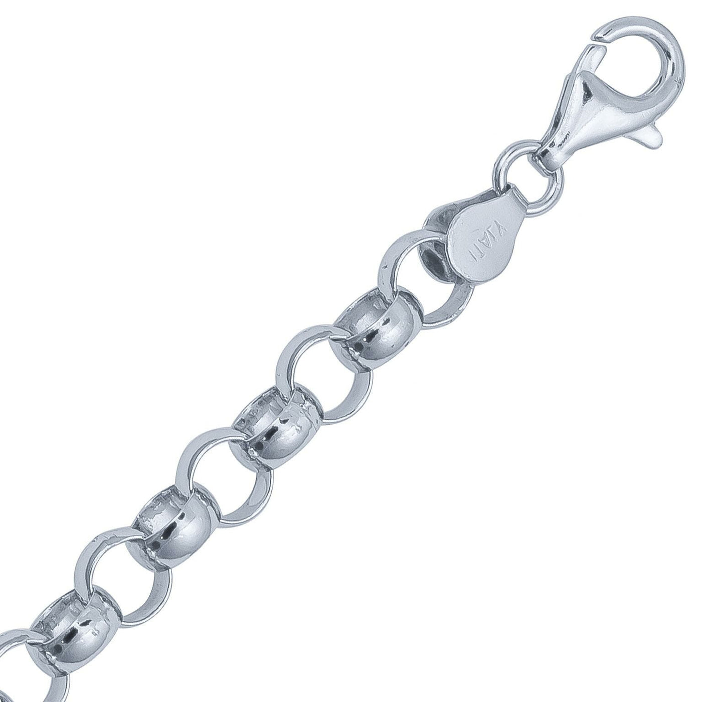 6.6mm Italian Rhodium Plated Sterling Silver Belcher Chain