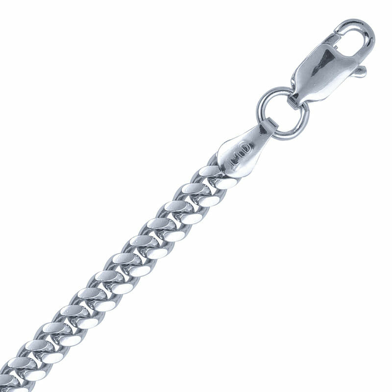 3.5mm Italian Rhodium Plated Sterling Silver Miami Cuban Chain