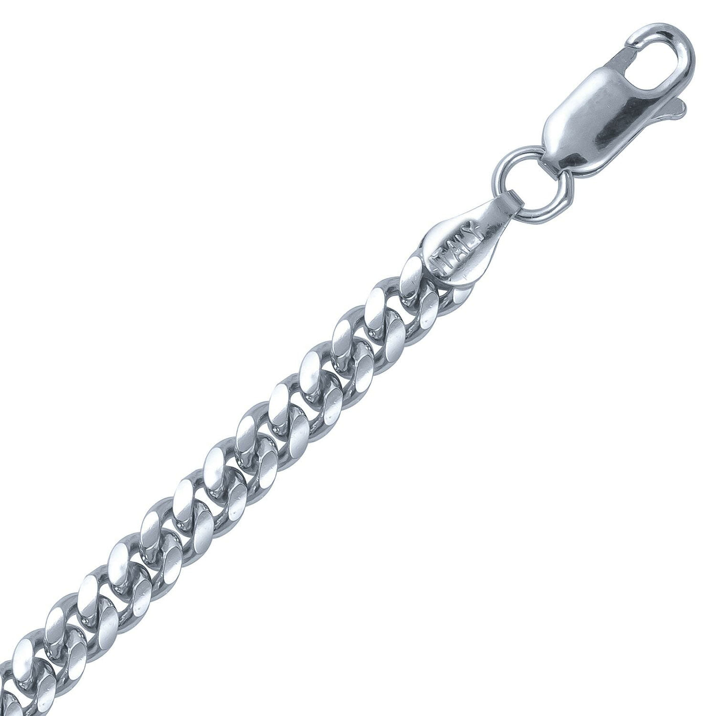 4.1mm Italian Rhodium Plated Sterling Silver Miami Cuban Chain 55cm