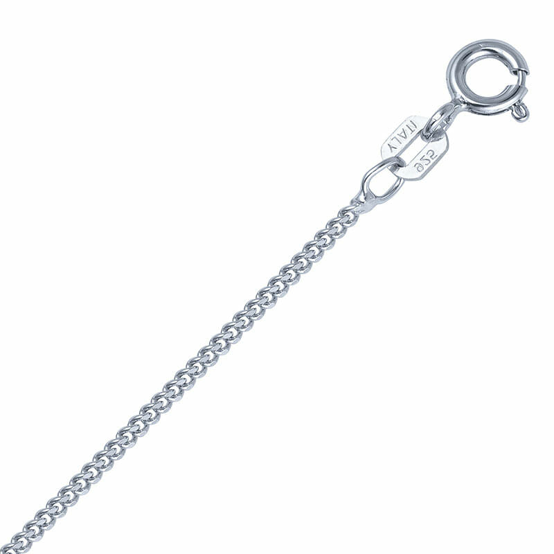 Rhodium Plated Silver Plain Curb Chain 40Cm