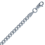 3.9mm Italian Rhodium Plated Sterling Silver Plain Curb Chain 45CM