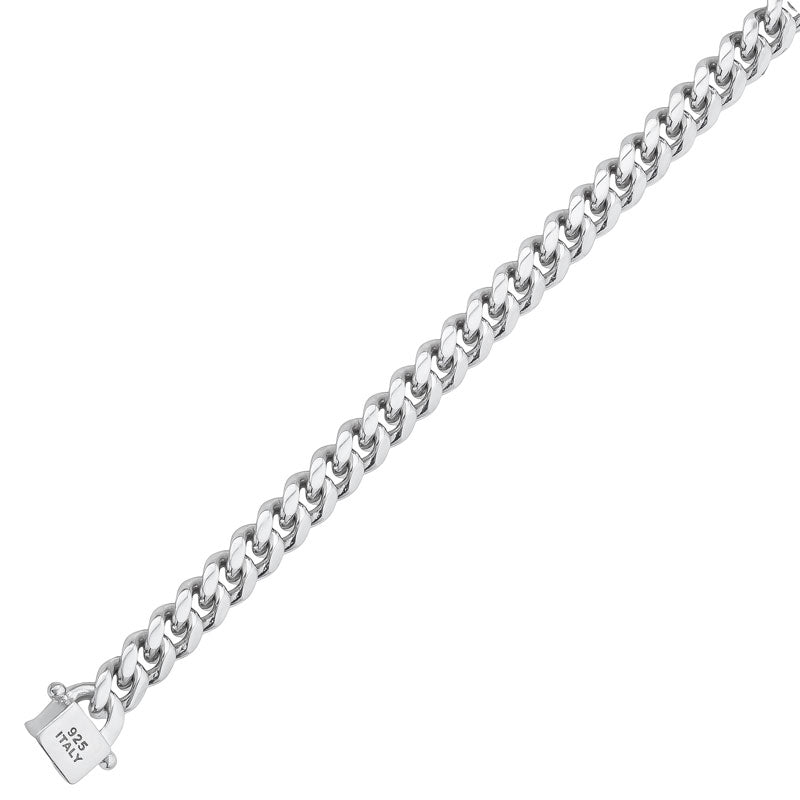 6.3mm Italian Rhodium Plated Sterling Silver Miami Cuban Chain With Box Lock