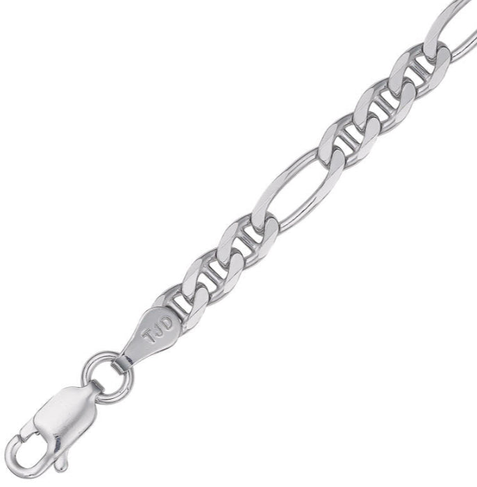 4mm Rhodium Plated Sterling Silver Firagucci 3+1 Chain 50CM