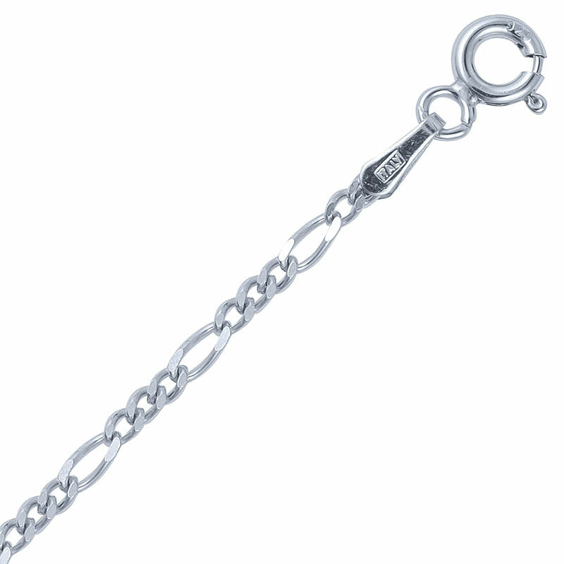 1.9mm Italian Rhodium Plated Sterling Silver Figaro Chain