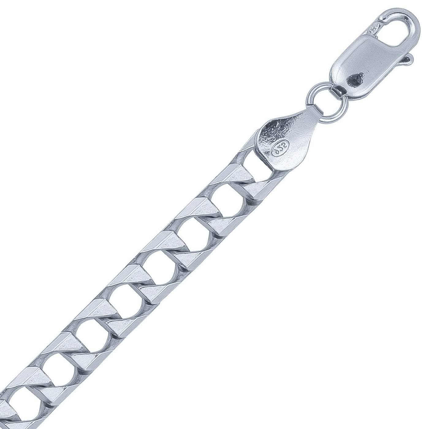 6.1mm Italian Rhodium Plated Sterling Silver Square Curb Chain