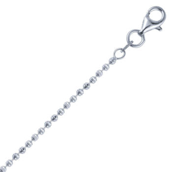 1.8mm Italian Rhodium Plated Sterling Silver Bead Chan 40cm