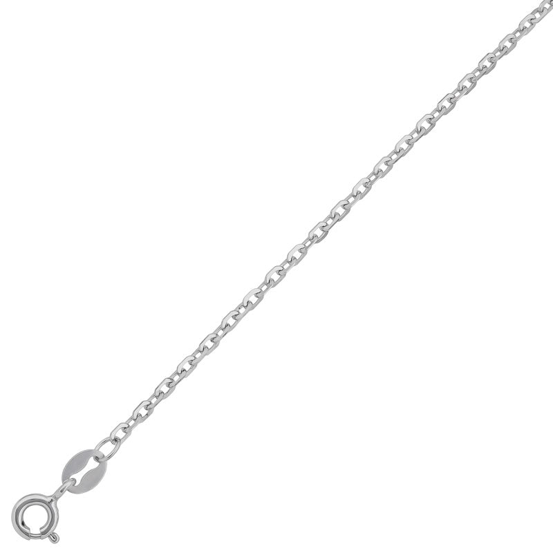 1.8mm Rhodium Plated Sterling Silver Flat Edged Trace Chain 50cm