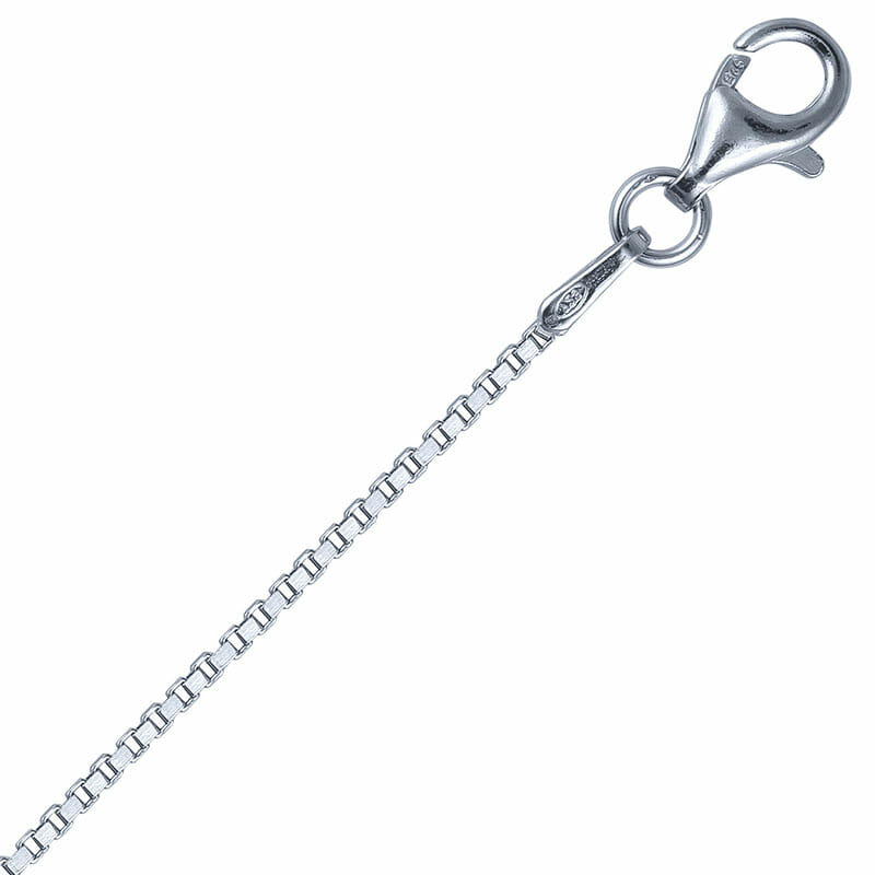 1mm Italian Rhodium Plated Sterling Silver Box Chain