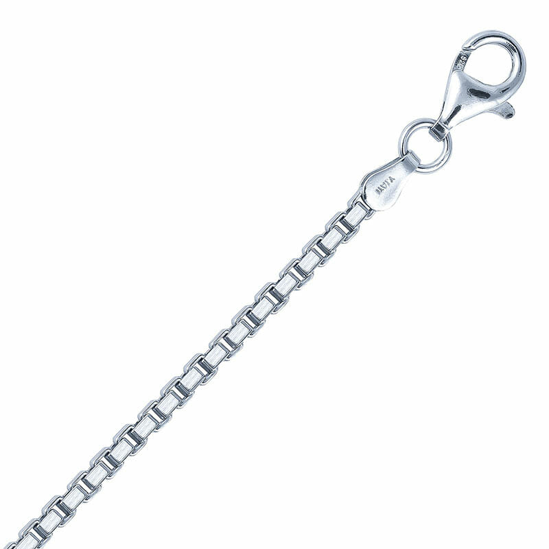 (BOX040) 2mm Rhodium Plated Sterling Silver Box Chain - 70cm