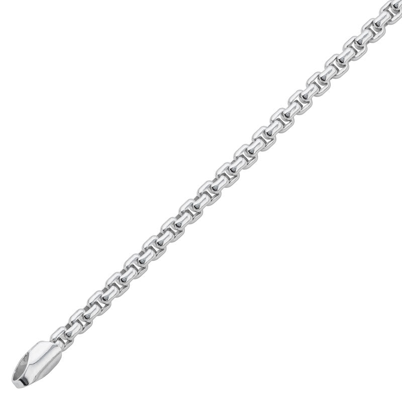 (BOXR050) 2.7mm Rhodium Plated Sterling Silver Round Box Chain - 45cm