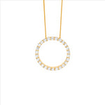 SS WH CZ 15mm Circle Pendant w/ Gold Plating - RRP $79