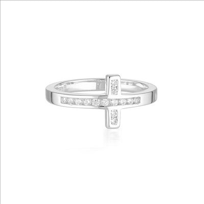 Georgini Love, Faith & Devotion Spiritus wrap cross ring - Silver