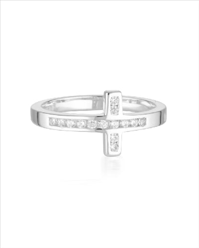 Georgini Love, Faith & Devotion Spiritus wrap cross ring - Silver