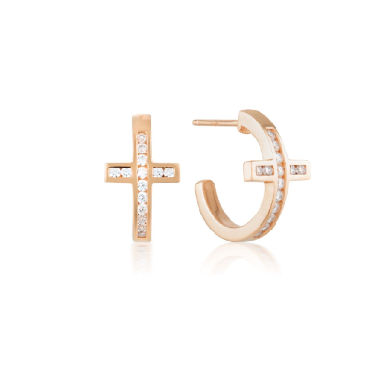 Georgini Love, Faith & Devotion Spiritus Cross Hoop Earring - Rose Gold